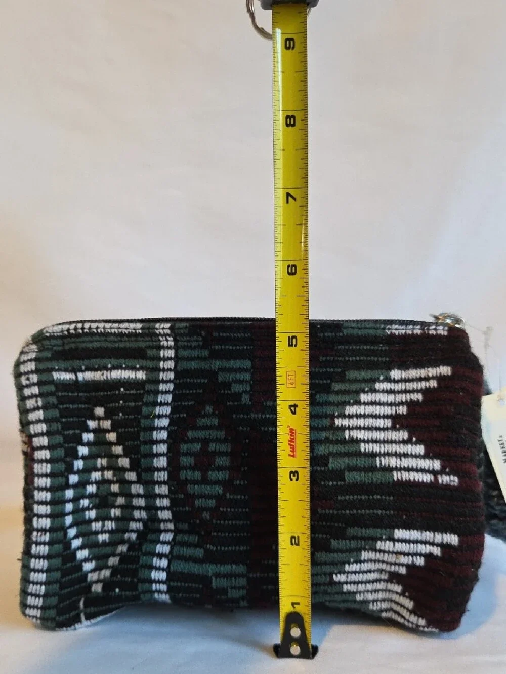 Cost Plus World Market Green, Maroon & White Woven Cosmetic Pouch